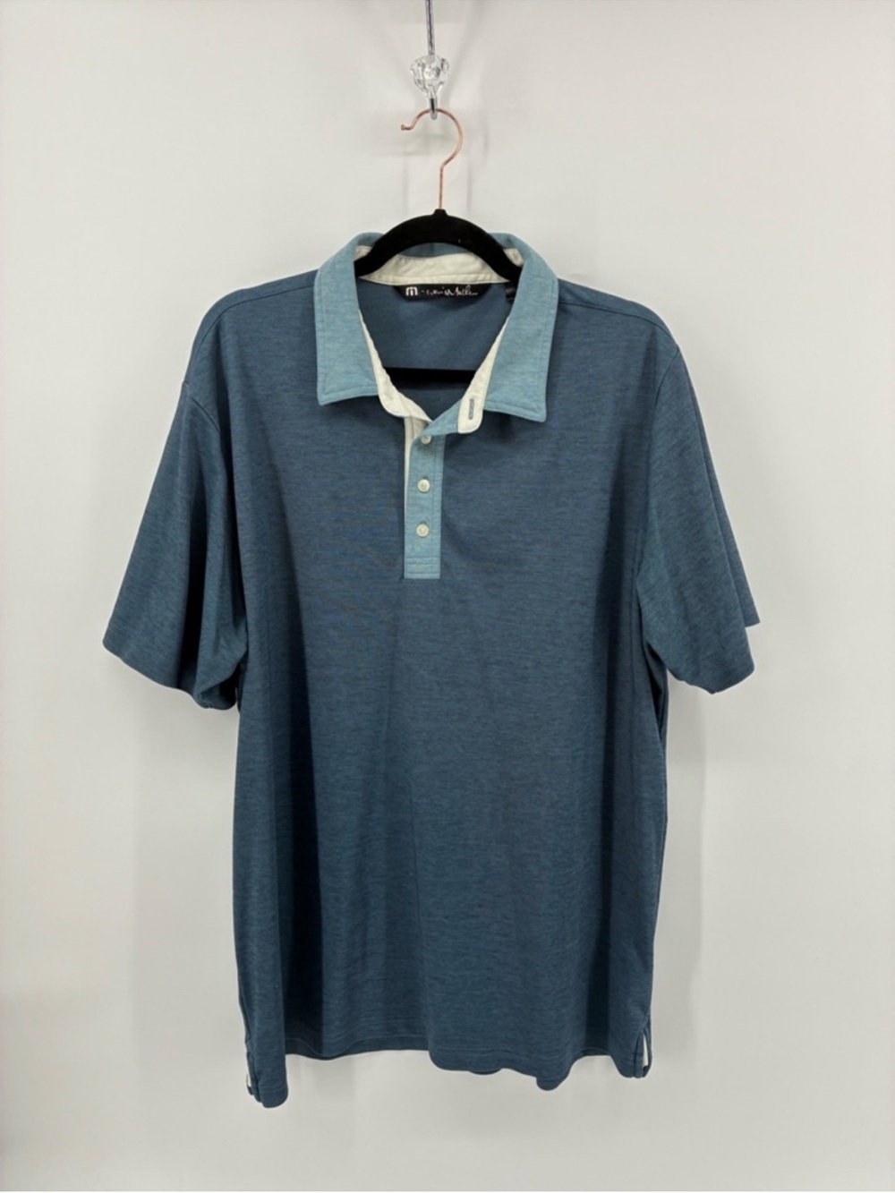 Travis Mathew Slate Blue Polo with Light Contrast Collar